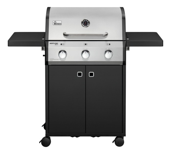 Mr. Gardener Gasgrill North Bay Next, 3 Brenner, Grillfäche 62 x 42 cm, Edelstahl/schwarz, 8956
